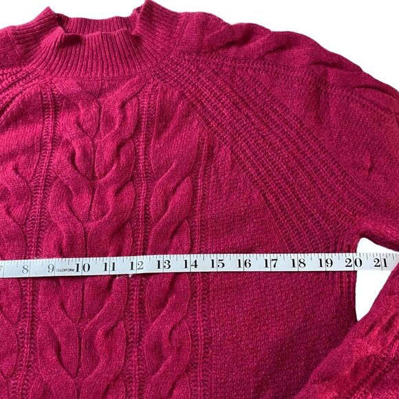 Banana Republic Berry Cable Knit Sweater Italian Merino Wool Blend Size M - Picture 5 of 7